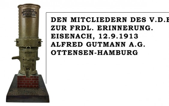 German Factory Momento - DEN MITCLIEDERN DES V.D.E. ZUR FRDL. ERINNERUNG. EISENACH, 12.9.1913 ALFRED GUTMANN A.G. OTTENSEN-HAMBURG