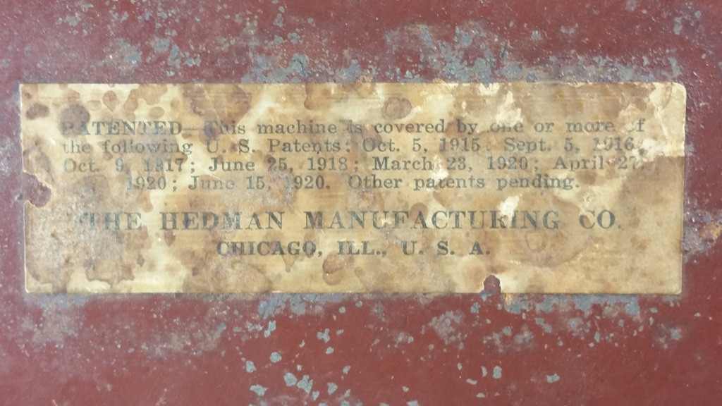 The Hedman Manufacturing Co, Last Patent June 15, 1920