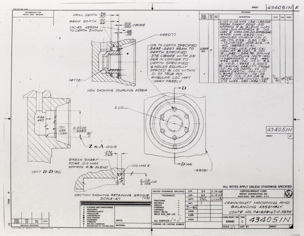 Aperture Card - Microfilm Close Up Crankshaft Engineering Diagram