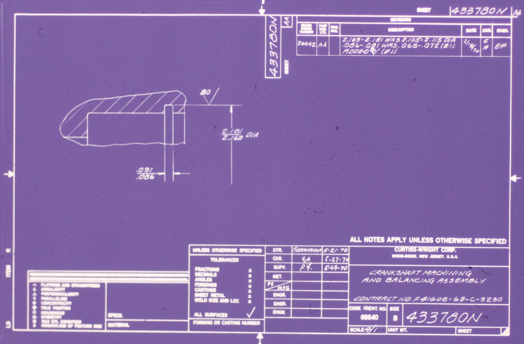 Aperture Card - Microfilm Close Up Crankshaft and Balancing Assembly