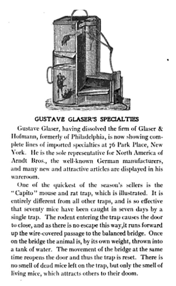 Capito Sales Article - Gustave Glaser's Specialties full text above