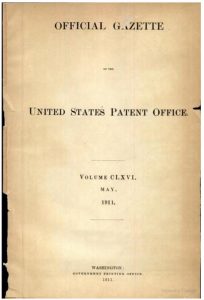 Cover of Official Gazette, US Patent Office, May, 1911